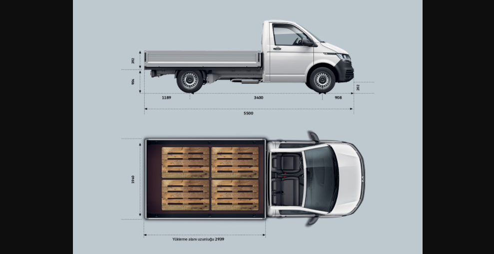 2022 Model Volkswagen Transporter Pikap Boyutlari Kasa Olculeri