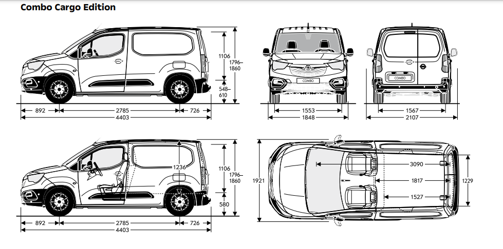 2022 Model Opel Combo Cargo Edition Boyutlari