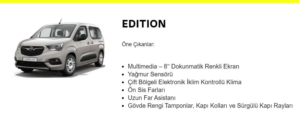 2022 Model Opel Combo Life Edition