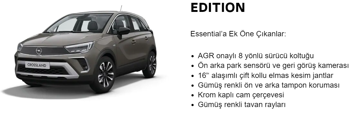 2022 Model Opel Yeni Crossland Edition